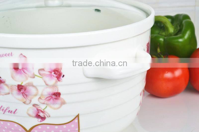 9" porcelain round microwave saucepan with glass lid