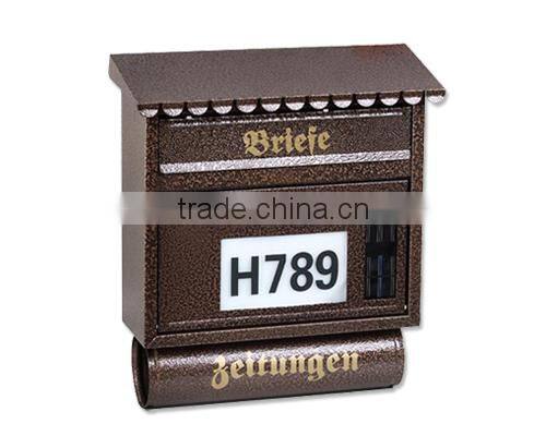 FQ-130 Metal iron mailbox cast iron mailbox through the wall newspaper tube paint coating mailbox with house numbers
