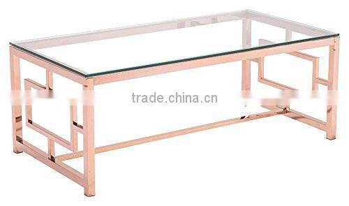 High quality metal type stainless steel large square end tables with rose gold metal frames