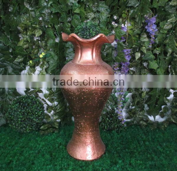 Home and garden fiberglass flower antique vase / bronze color vase
