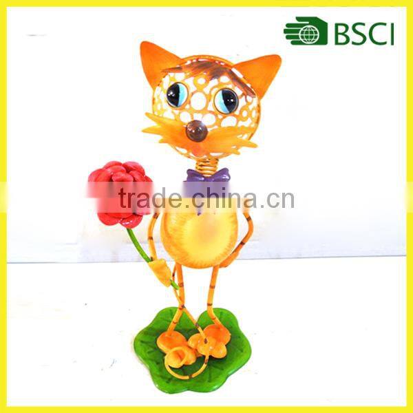 YS14697 Metal cat craft with solar light for home decor