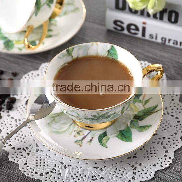 Set of 15pcs bone china flowers design coffee set