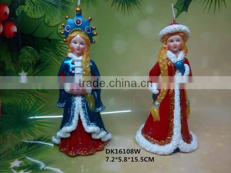 christmas beautiful girl carved candle deocration
