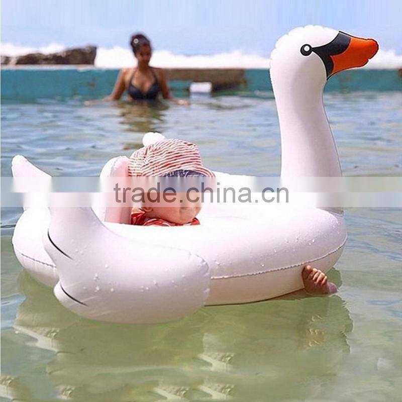 2017 hot selling inflatable swan baby pool float outdoor swim ring and raft water party toys for kids