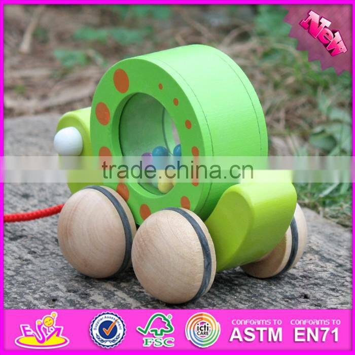 2016 new design snail carried wooden pull toys for toddlers W05C078