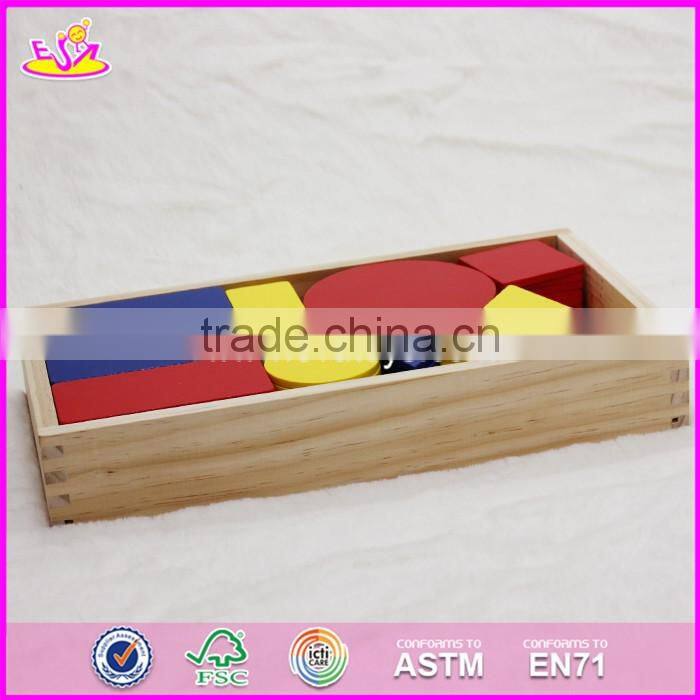 2017 New design 48 pieces toddlers educational geometry wooden pattern block puzzles W13A107