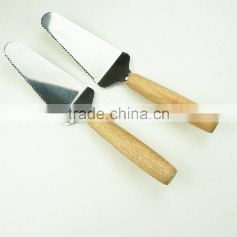 32057 Stainless Steel Steak Cake Pizza Turner with wooden handle