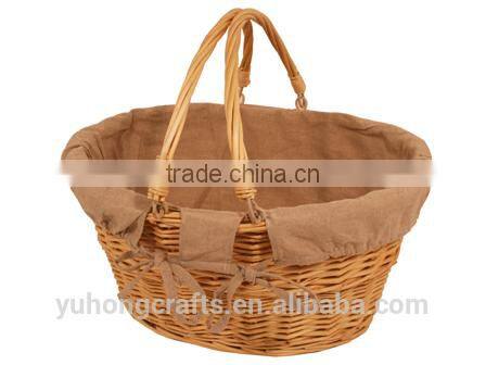 small split willow shopping basket with handles
