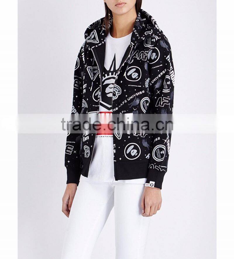 Wholesale Women Branded Drawstring Long Sleeves Branded Tabs Cuffs Elastic Ribbed Trims Jersey Hoody(DQE0179T)