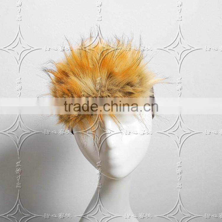 2015 Europe style knitting faux fur lady head Decorative hat faux fur cap for woman