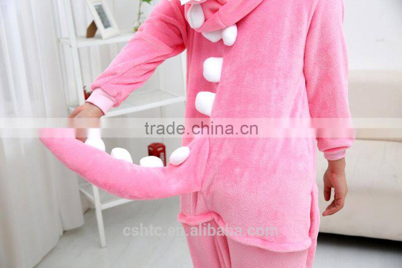 flannel cartoon adult animal jumpsuit animal pajamas jumpsuit pink dinosaur design