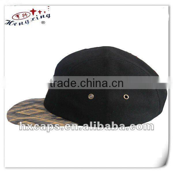 Custom printed flat brim 5 panel hat aztec print hat