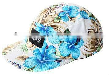 Fashion custom print pattern flower 5 panel hats/5 panel caps
