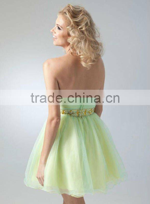 deep v neck organza short beaded evening dresses