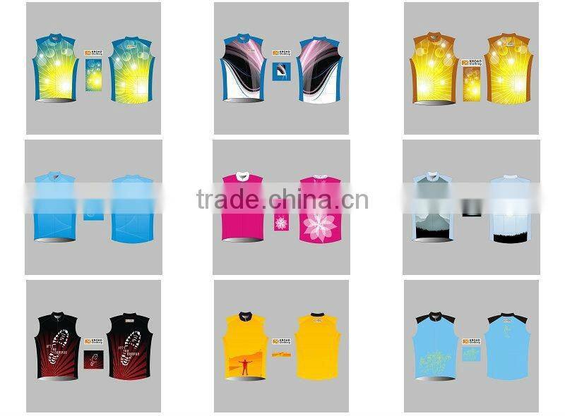 New style OEM fully sublimation printing sports cycling wind breaker vest/sleeveless/gilets