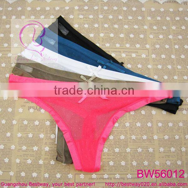 Stock thongs full transparent lace with bow