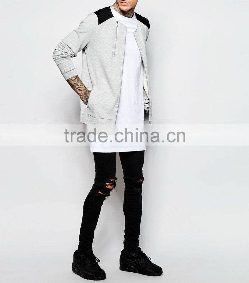 OEM custom wholesale double zips streetwear man bomber jacket in jersey made in China