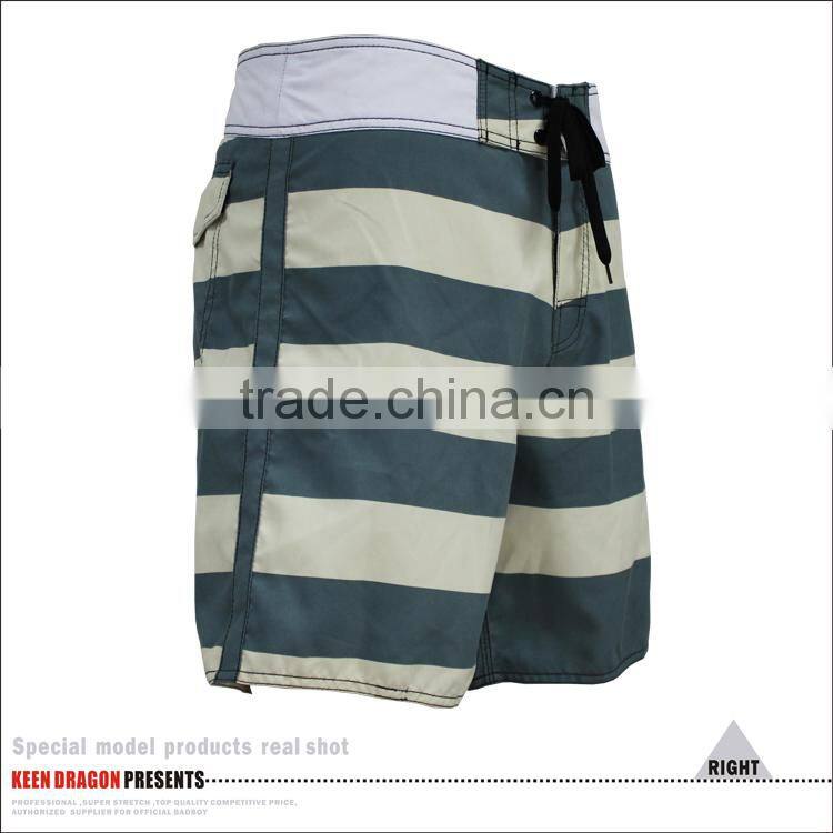 cheap price striped pattren customized waterproof pockets swim trunks