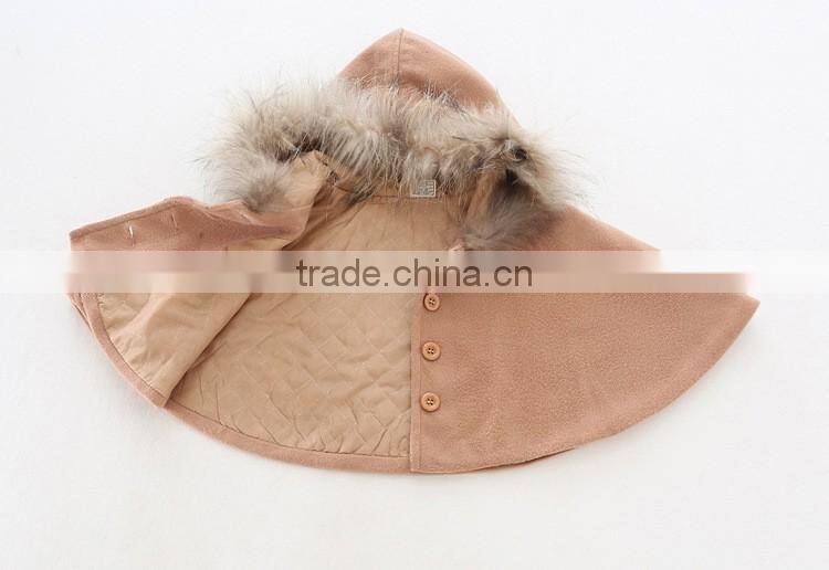 latest western winter children girls faux fur hooded cape poncho