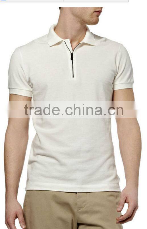 plain white color zipper collar polo shirt sale manufacturer