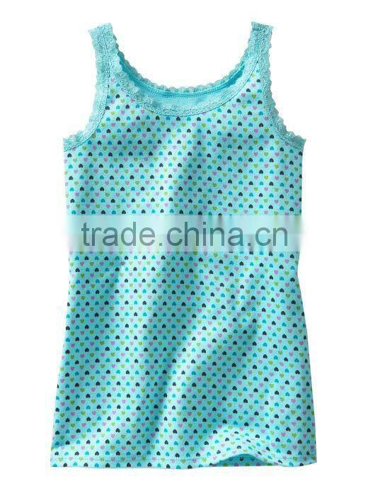 GIRLS ALLOVER PRINTED TANK TOP WITH RUFFLED LAYER