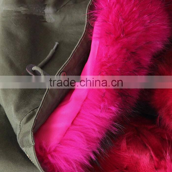 Myfur Newest Factory Price Cotton Army Green Fur Parka Jacket with Real Fox Fur Lining