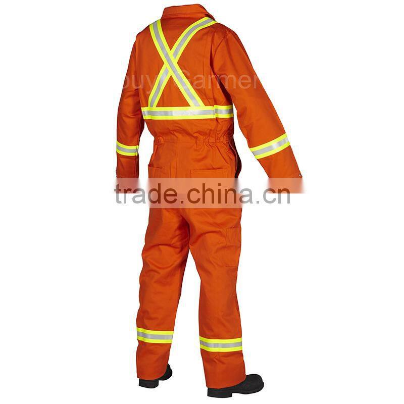 ykk zipper hi vis orange flame retardant workwear coverall