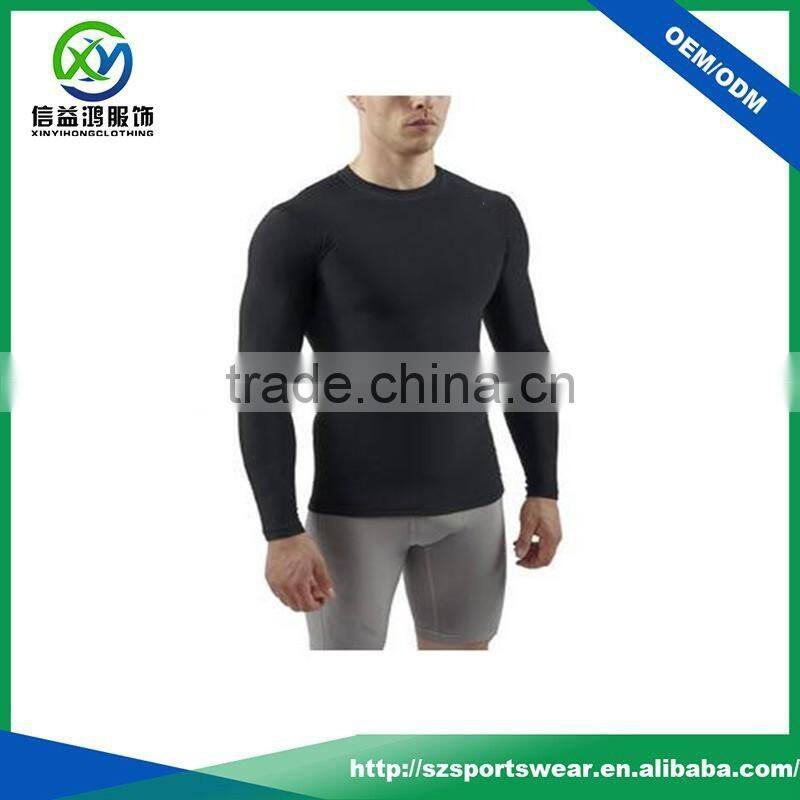High quality OEM service long sleeve moisture wicking breathable mens compression shirt /fitness t shirt