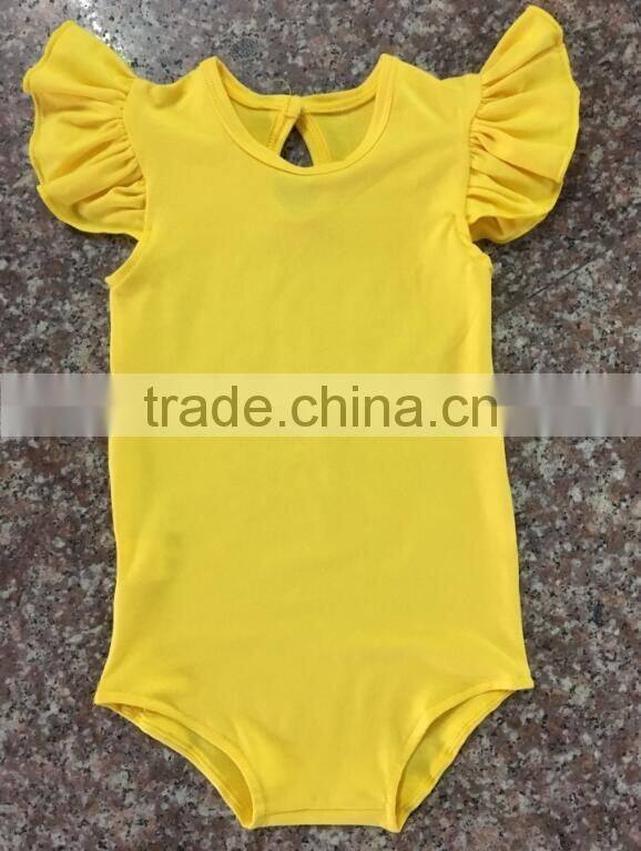 Toddler Girls Soild Color Cotton Romper Flutter Sleeve Romper Baby Bulk Boutique Baby Girl Rompers Wholesale 2016
