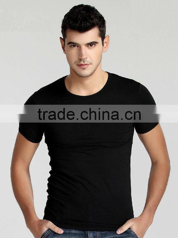 Plain slim fit black color bamboo t shirt for men / bamboo t shirt T12853