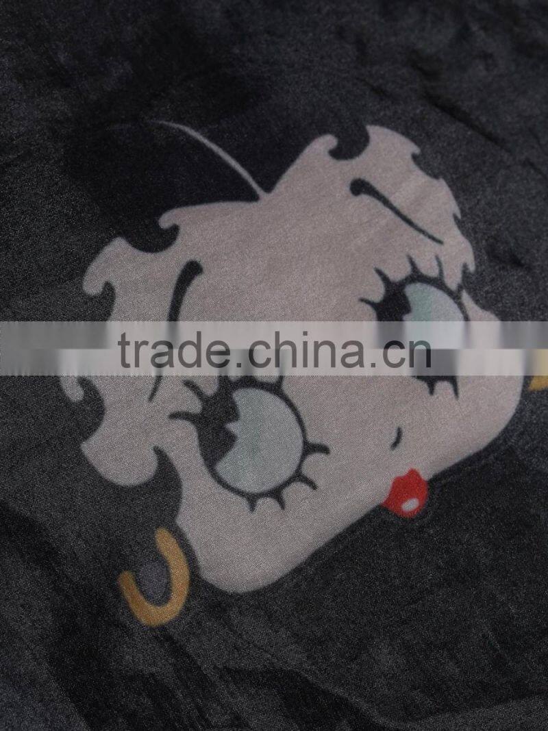 Black Organza cartoon printing polyester loose sleeveless A-line dress