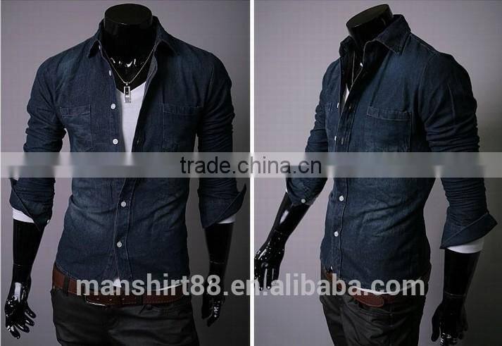 2016 latest slim fit designer washed denim shirt
