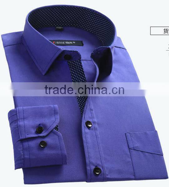 Purple solid color one pocket China direct production export OEM manufacturer classical dress shirt for men