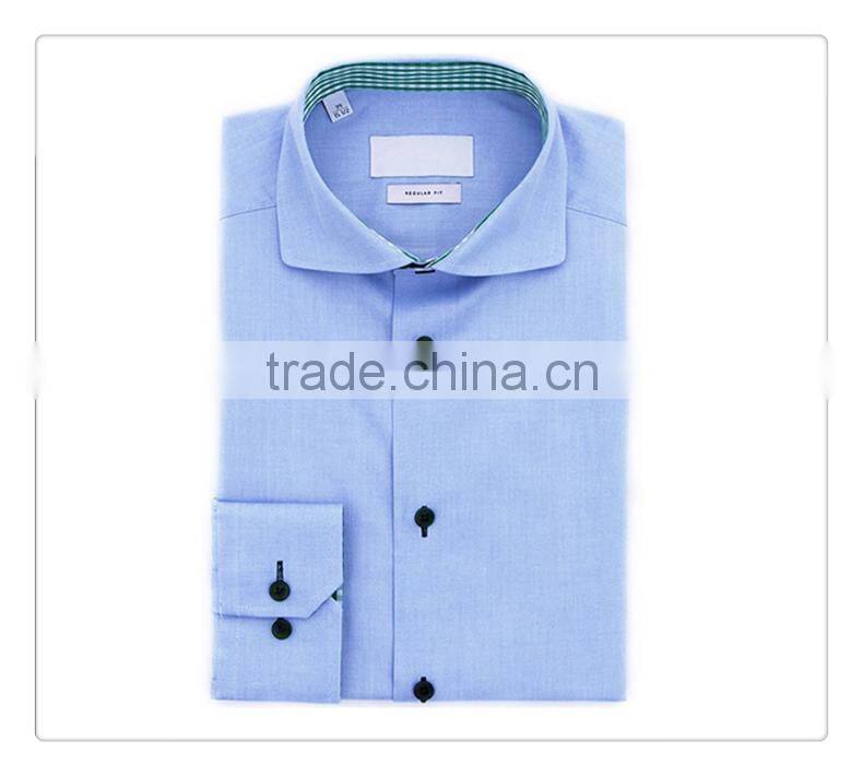 20 years shirt factory customise light blue spread collar long sleeve slimming shirt