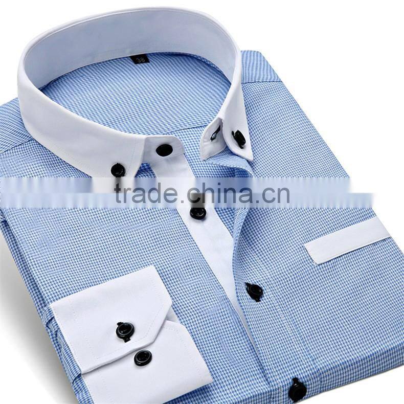Fancy white color collar & cuff button down collar shirt for men