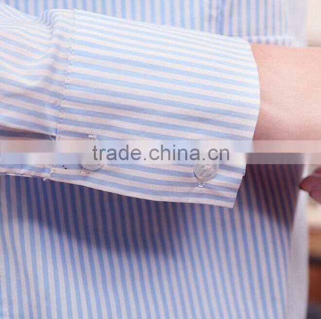 Latest new striped shirt designs for women long sleeven cotton shirt