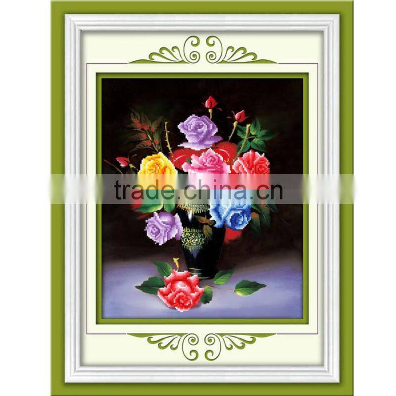 Handmade Multicolor Flower Pattern Embroidery Diamond Painting DIY Kit Cross Stitch For Living Room 50cmx12cm