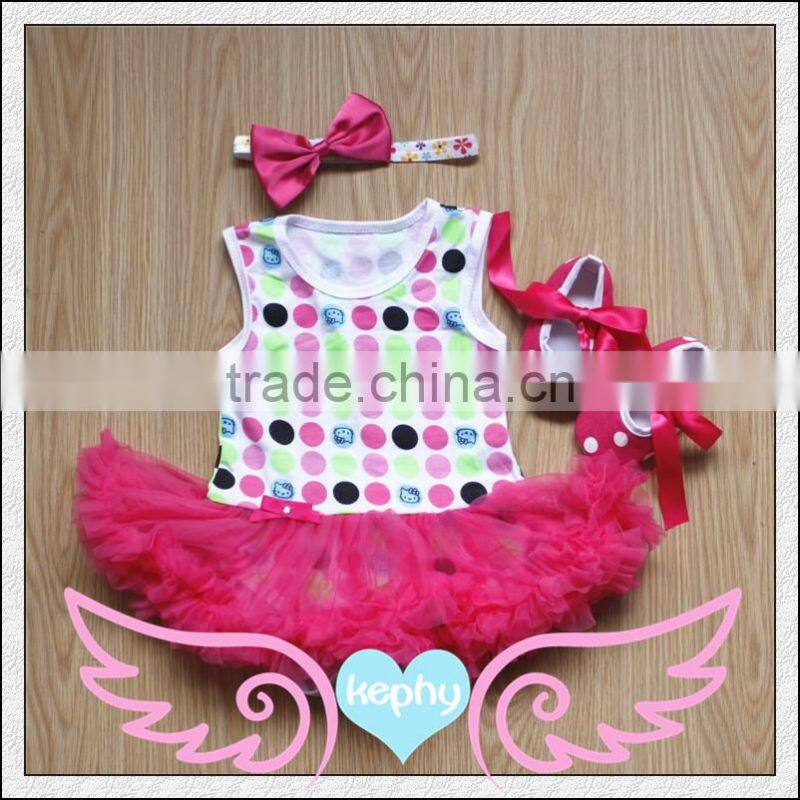 Light Pink Damask Baby Pettiskirt Tutu White Top Set 0-12Month