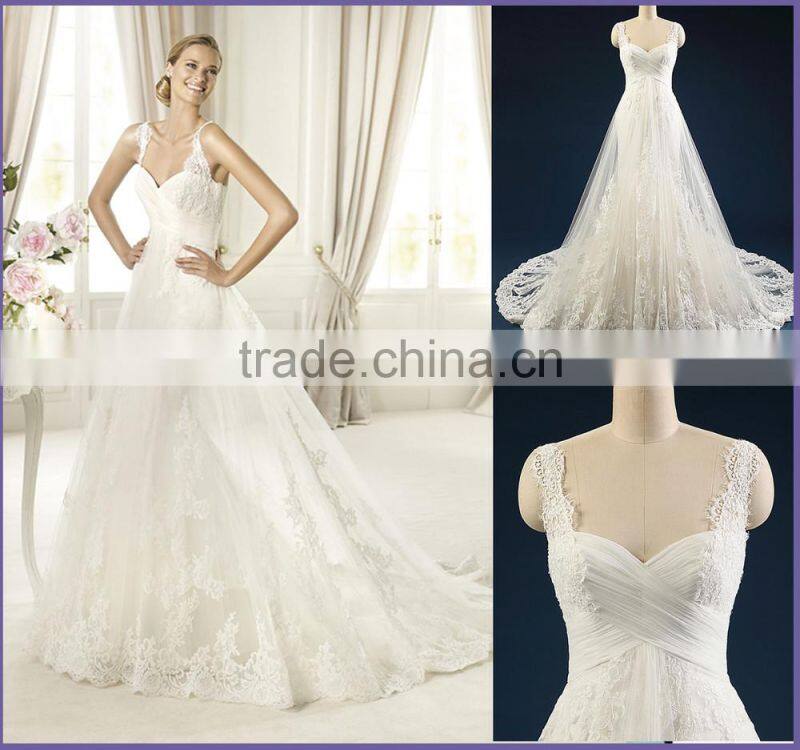 2017 A-line High Neck Sleeveless Floor-length Lace Wedding Gowns AS41101