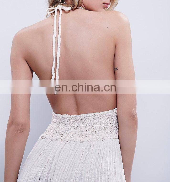 High qaulity lace trim cotton gauze maxi dress ,fashion woman cotton party dress