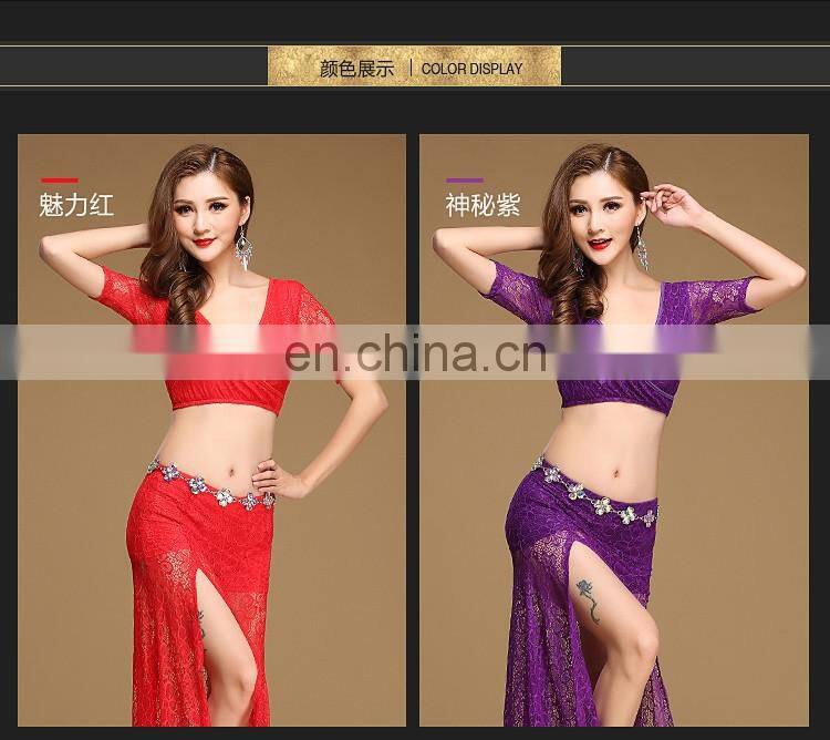 T-5154 Sexy high quality lace egyption stage belly dance costume set