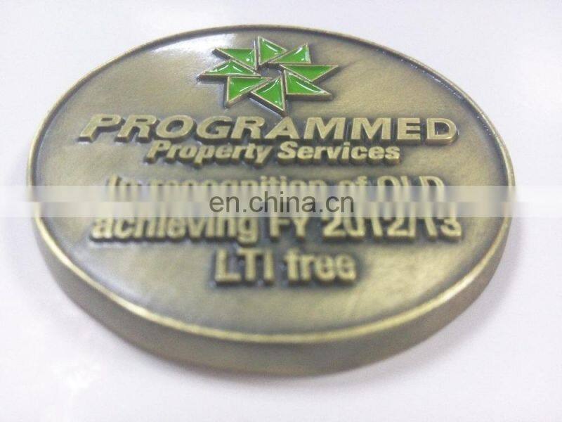 Commemorative zinc alloy casting coin antique brass custom design and logo coin with windmill pattern