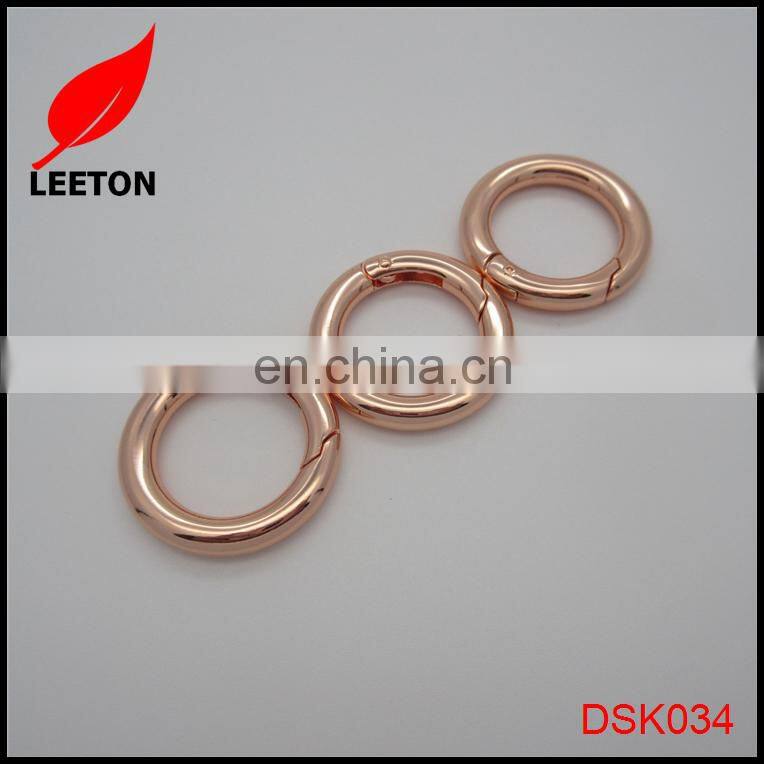 30mm shiny rose gold zinc alloy round carabiner hook for leather bag