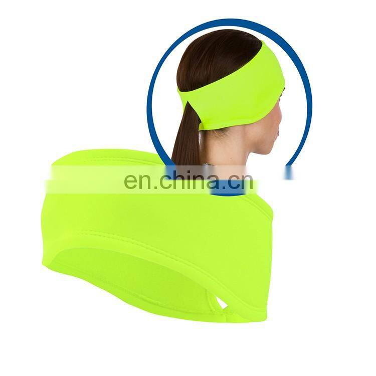 Custom logo embroidery Women Ponytail fleece Headband