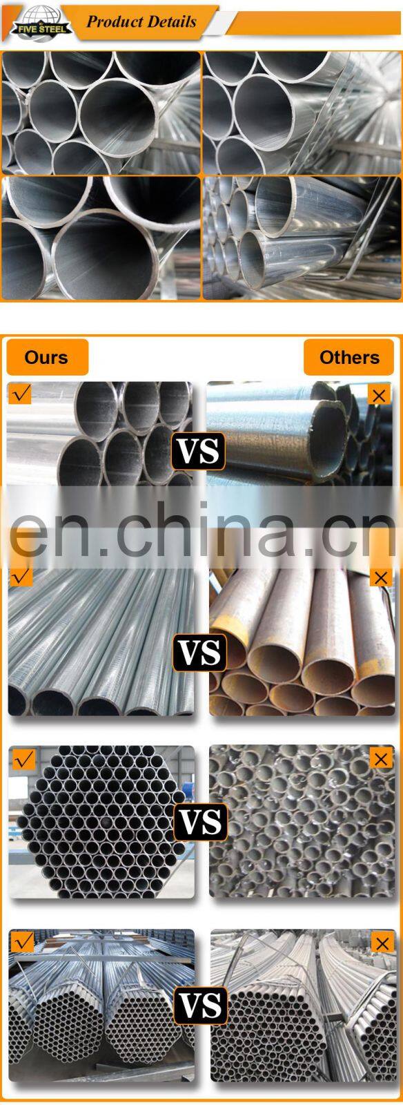 pre galvanized round steel pipe tube
