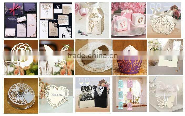 laser cut sef of wedding invitation card paper laser cut flower decoration shape invitations