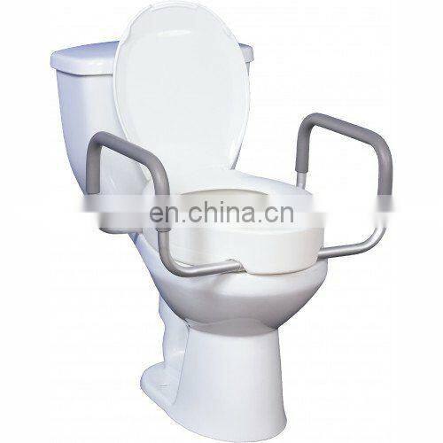 Ce Bathroom Safety Elevated Plastic Toilet Sea Raised Toilet Seat with Armrest for Disabled