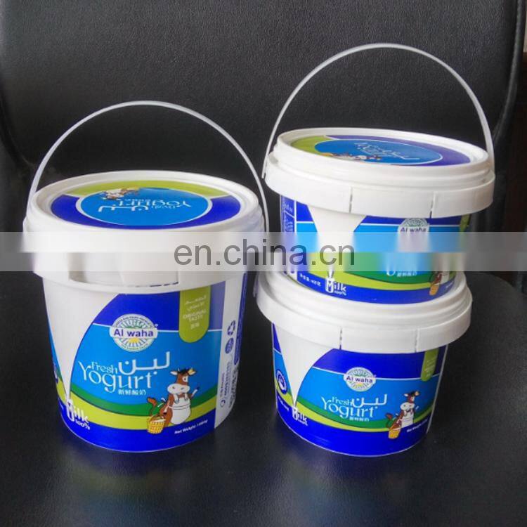 Hot sale food grade transparent 1liter plastic yogurt bucket
