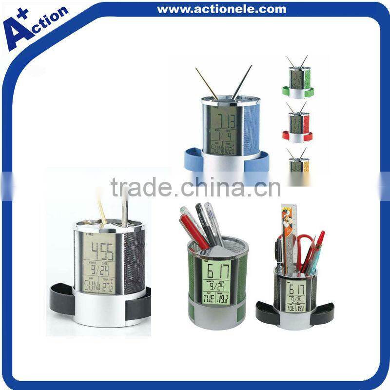 Penholder alarm digital table clcok with LED backlight