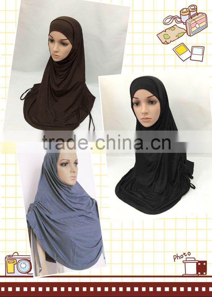 SOLID COLOR TWO PIECES modal COTTON HIJAB elastic long hejab